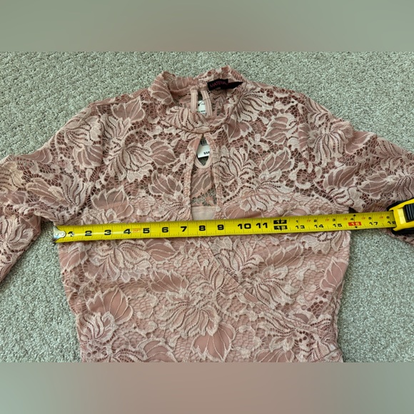 Material Girl Pink Floral Lace Long Sleeve Dress Women Junior Size Medium - Picture 12 of 15